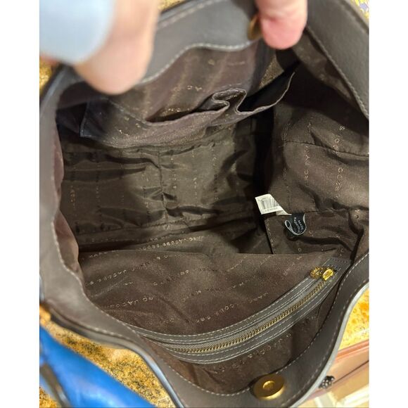 MARC by MARC JACOBS -New Q Hillier Leather Hobo Crossbody/Grey & Blue Colorblock - Picture 11 of 14